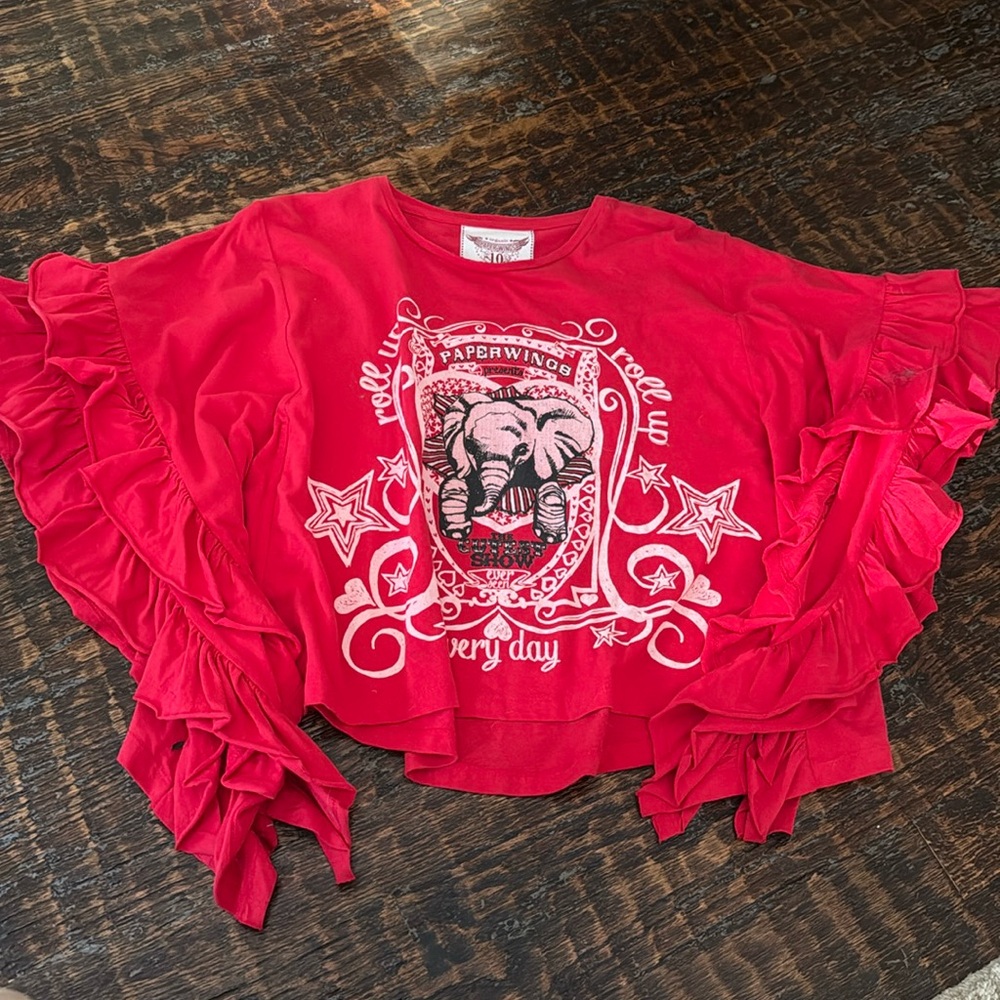 Paperwings red ruffled circus cutest show show elephant top sz 10